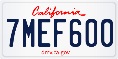 CA license plate 7MEF600