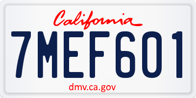 CA license plate 7MEF601