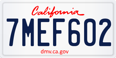 CA license plate 7MEF602