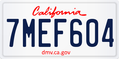 CA license plate 7MEF604