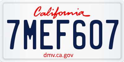 CA license plate 7MEF607