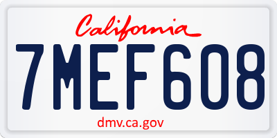 CA license plate 7MEF608