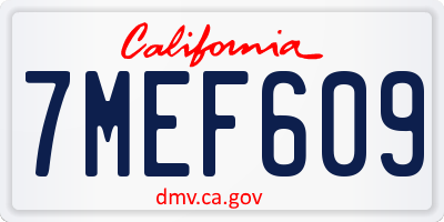 CA license plate 7MEF609