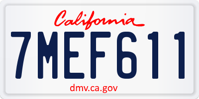 CA license plate 7MEF611