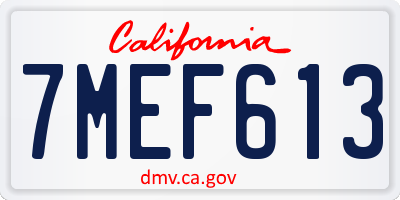 CA license plate 7MEF613