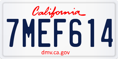 CA license plate 7MEF614