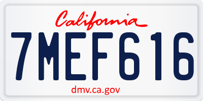 CA license plate 7MEF616