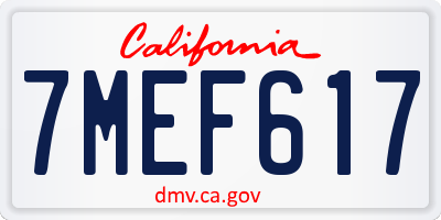 CA license plate 7MEF617