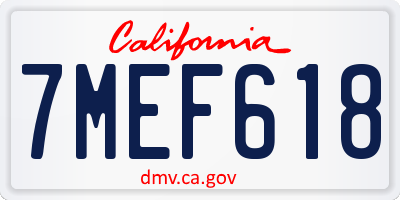 CA license plate 7MEF618