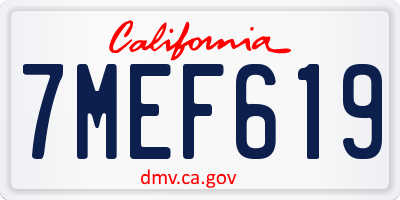 CA license plate 7MEF619
