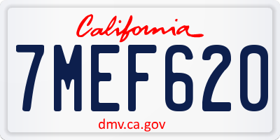 CA license plate 7MEF620