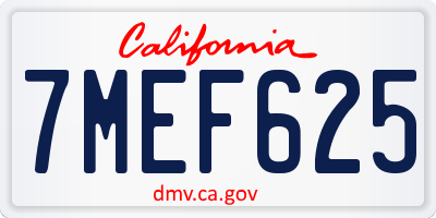 CA license plate 7MEF625