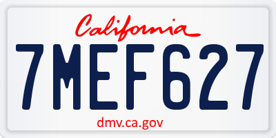 CA license plate 7MEF627