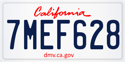 CA license plate 7MEF628