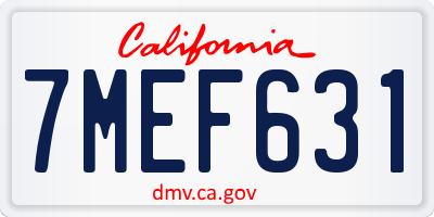 CA license plate 7MEF631