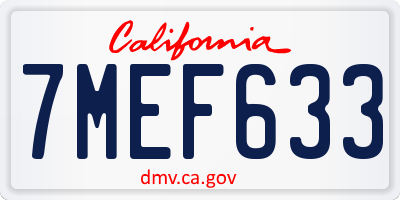 CA license plate 7MEF633