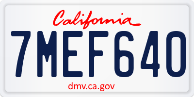 CA license plate 7MEF640