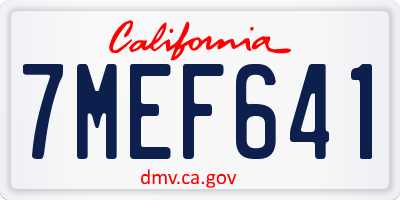 CA license plate 7MEF641