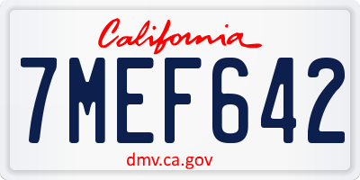 CA license plate 7MEF642