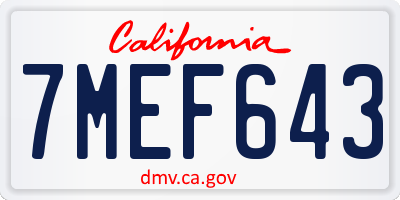 CA license plate 7MEF643