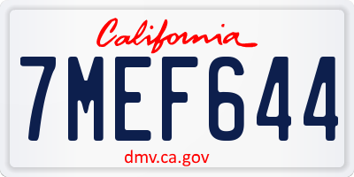 CA license plate 7MEF644