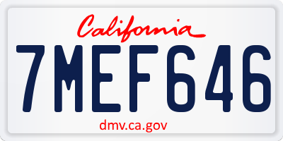 CA license plate 7MEF646