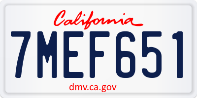 CA license plate 7MEF651