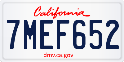 CA license plate 7MEF652