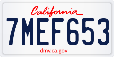 CA license plate 7MEF653