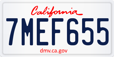 CA license plate 7MEF655