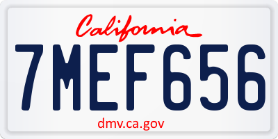 CA license plate 7MEF656