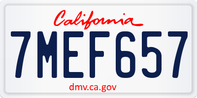 CA license plate 7MEF657