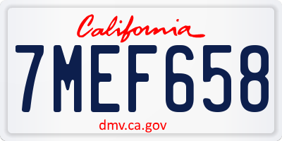 CA license plate 7MEF658
