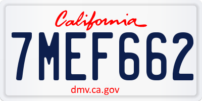 CA license plate 7MEF662