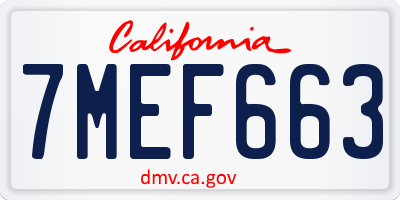 CA license plate 7MEF663