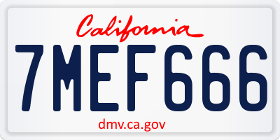 CA license plate 7MEF666