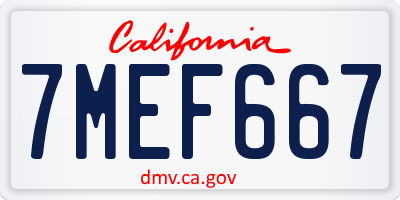 CA license plate 7MEF667