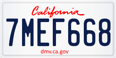 CA license plate 7MEF668