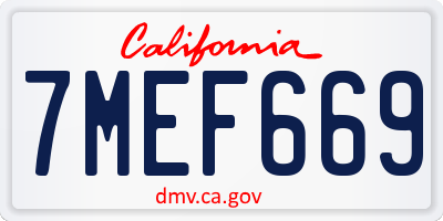 CA license plate 7MEF669