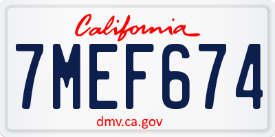 CA license plate 7MEF674