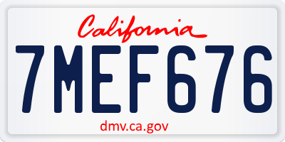 CA license plate 7MEF676