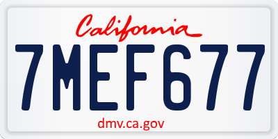 CA license plate 7MEF677