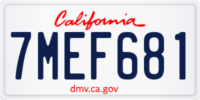 CA license plate 7MEF681