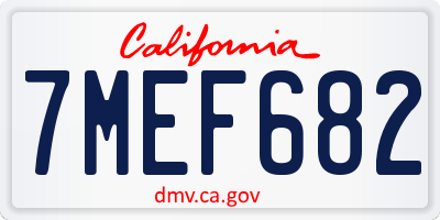CA license plate 7MEF682