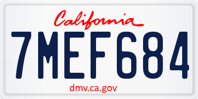 CA license plate 7MEF684