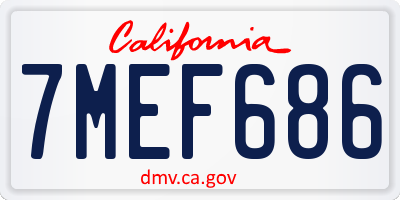 CA license plate 7MEF686