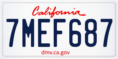CA license plate 7MEF687