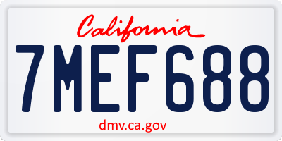 CA license plate 7MEF688