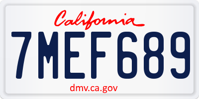 CA license plate 7MEF689
