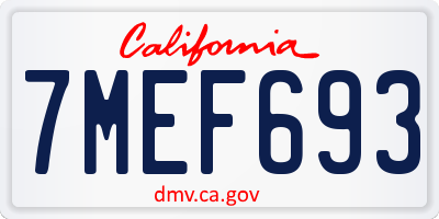 CA license plate 7MEF693